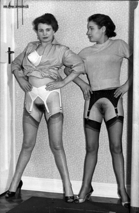 Horny older wives enjoying sexy lesbian trysts in vintage girl girl porno
