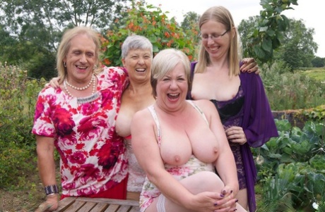 Sammie Slut & her hot mature friends let their tits hang out at a patio party