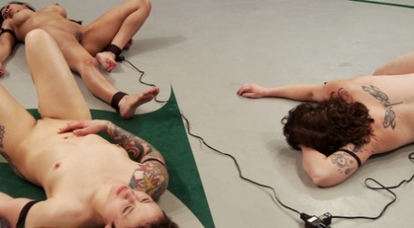Lesbian sluts fuck each other with strapons in a wild all-girl orgy