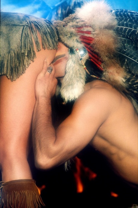 Busty Leslie Glass enjoying a big dick in a Dancing with the Wolf parody