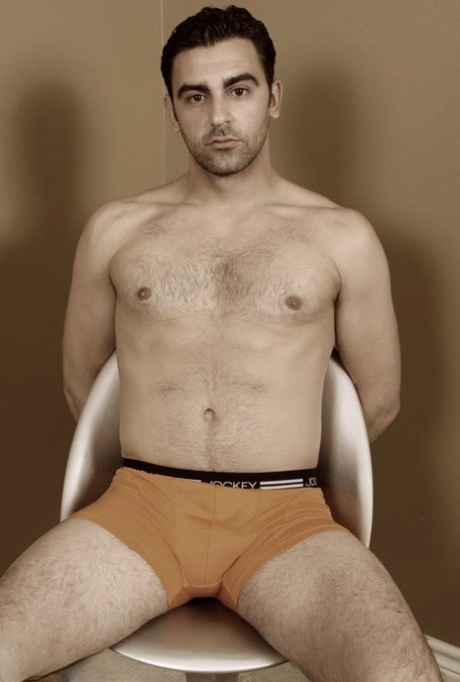 Tied-up and blindfolded gay man Fabian receives a world-class BJ from Bryan